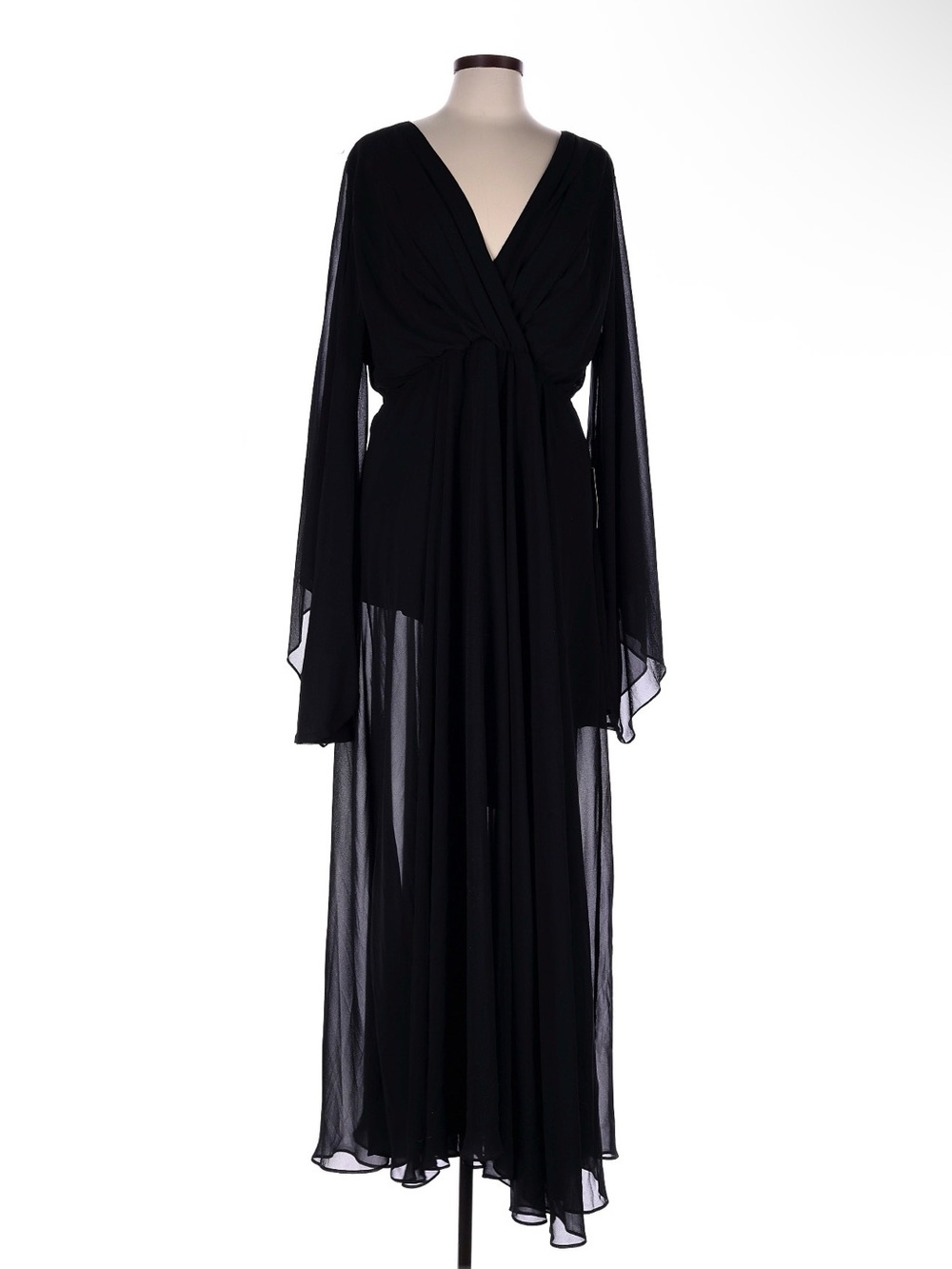 Meghan LA Black Chiffon Maxi Dress with V-Neck